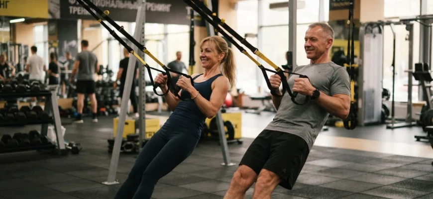 Функциональная тренировка после 40 лет с петлями TRX в зале
